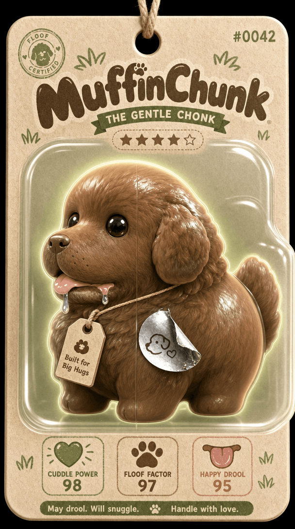 MuffinChunk, the Gentle Chonk, made from a photo of a big brown dog